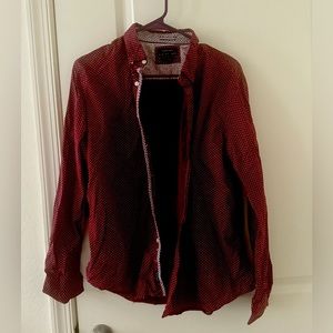 Red spotted collared shirt